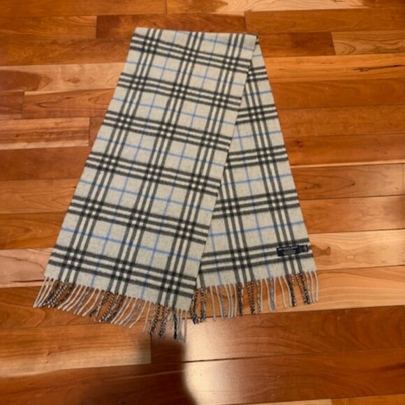 Burberry Wide Check Fringe 100% Cashmere Scarf 60" L x 12.5" W - Picture 1 of 8